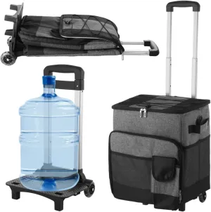 Insulated Bag With Adjustable Cart For Shopping, Wheels, 35L Leakproof Soft Cooler Bag With Picnics, Beaches, Rolling Cooler, Bbqs, 9.2 Gallons Portable Insulated Cooler Bag