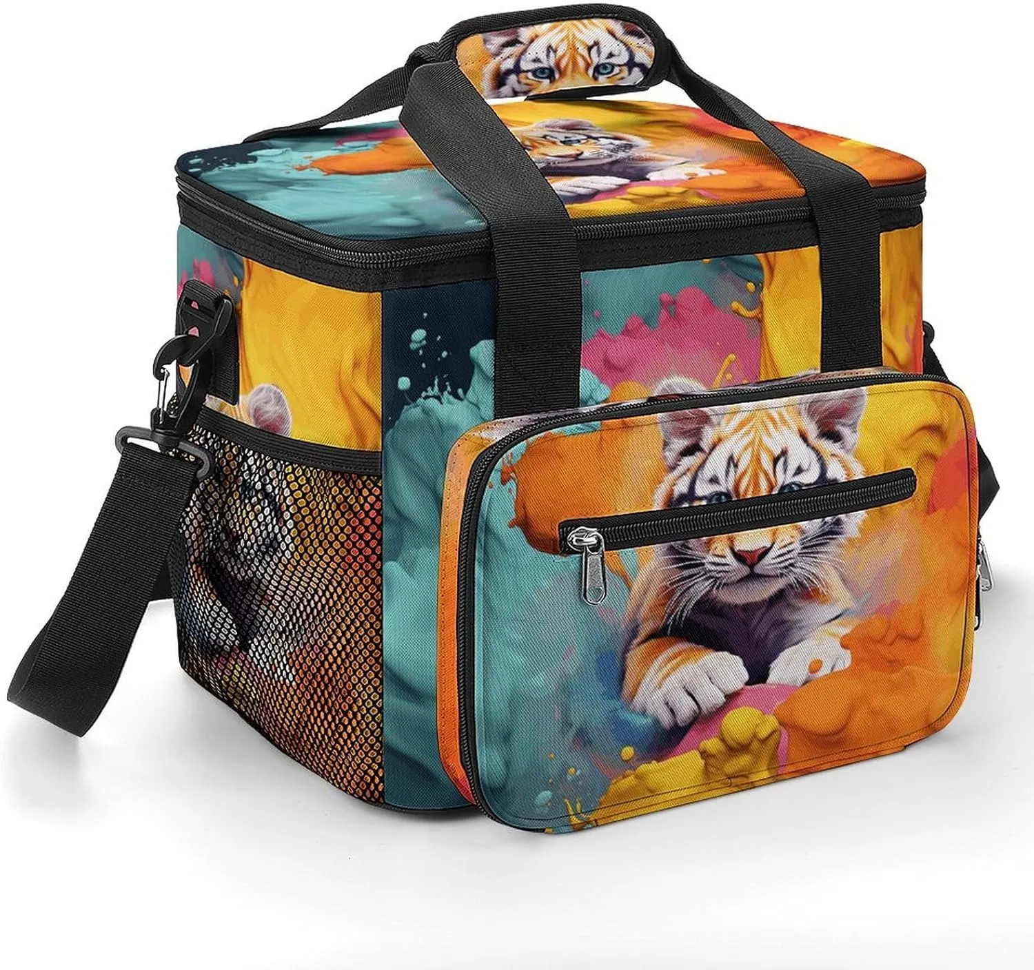 Insulated Camping Cooler Bag, Color Animation Print Ice Pack with Leakproof Lining 22.5L Capacity Portable Thermal Bag for Camping,Picnic