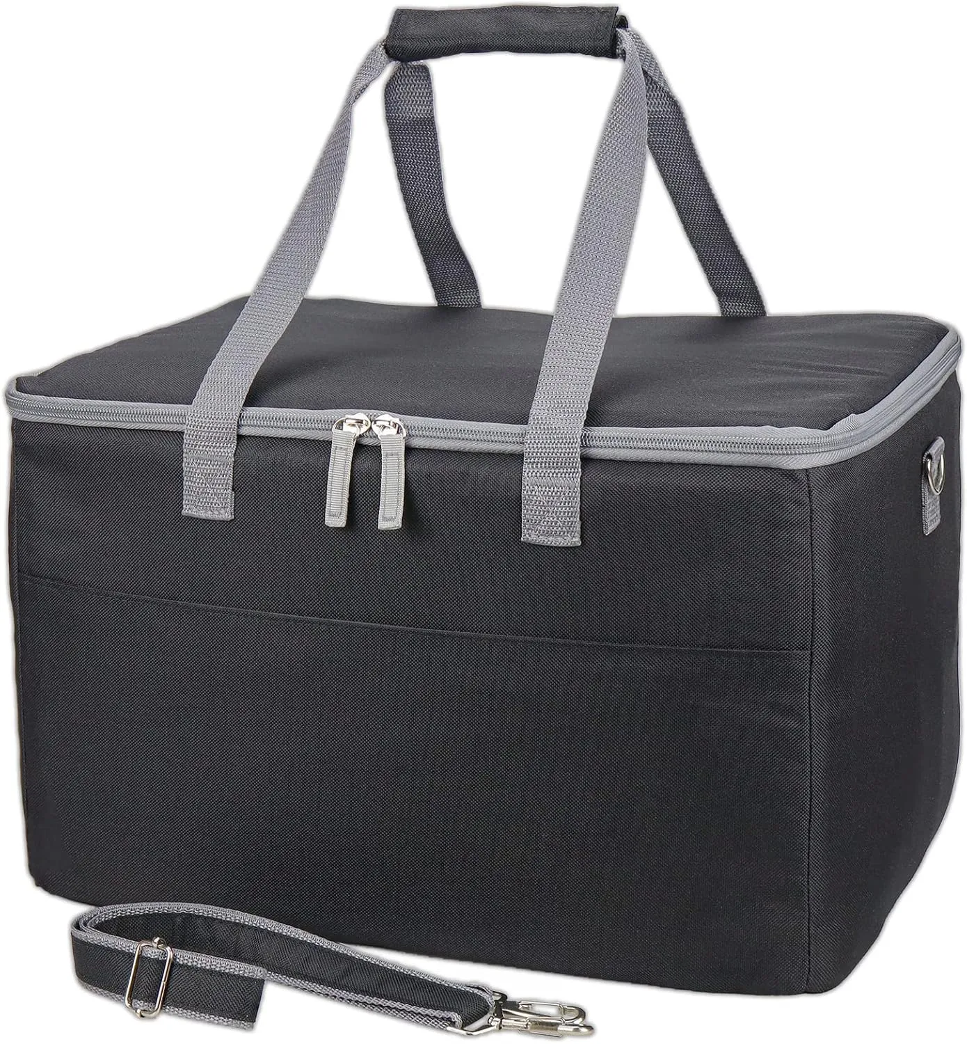 Insulated Cooler Bag, Leakproof Reusable Grocery Shopping Bag with Double Zippers and Detachable Shoulder Strap, 28L