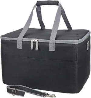 Insulated Cooler Bag, Leakproof Reusable Grocery Shopping Bag with Double Zippers and Detachable Shoulder Strap, 28L