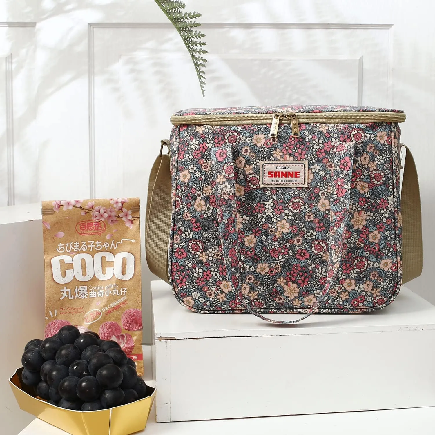 Insulated Cooler Tote Bag for Adult Women, Waterproof Lunch Box Organizer for Office Work Picnic Beach BBQ party-Retro Floral