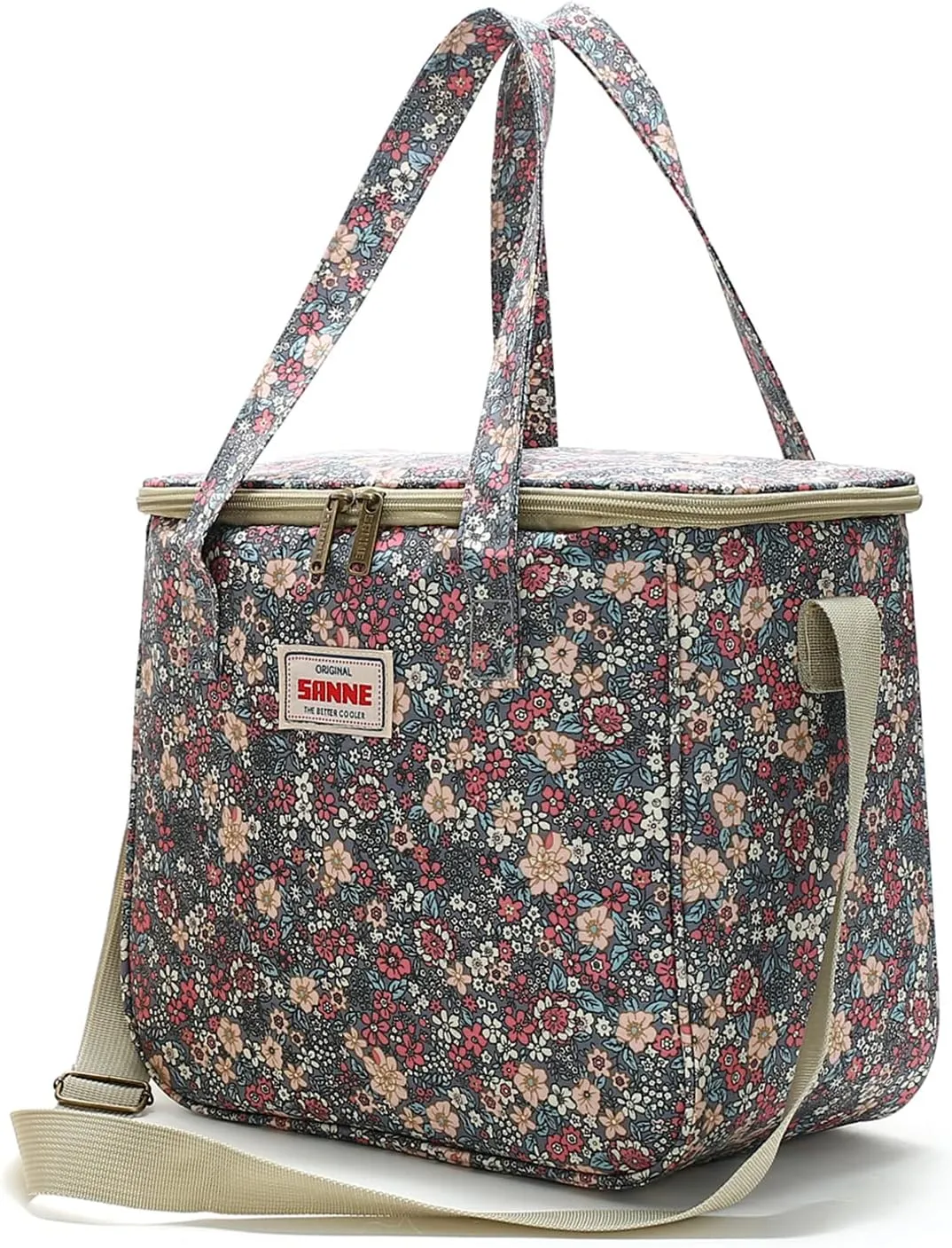 Insulated Cooler Tote Bag for Adult Women, Waterproof Lunch Box Organizer for Office Work Picnic Beach BBQ party-Retro Floral