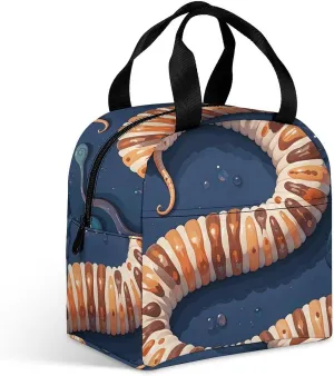 Insulated Lunch Bag for Men Women Large Capacity Lunchbox Worm Shape Biological Reusable Lunch Box for Work