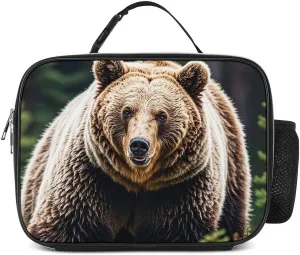 Insulated Lunch Bag Lunch Box for Women Men Reusable Cooler Bag Grizzlies And Brown Bears in The Jungle Lunch Tote Bag for Work