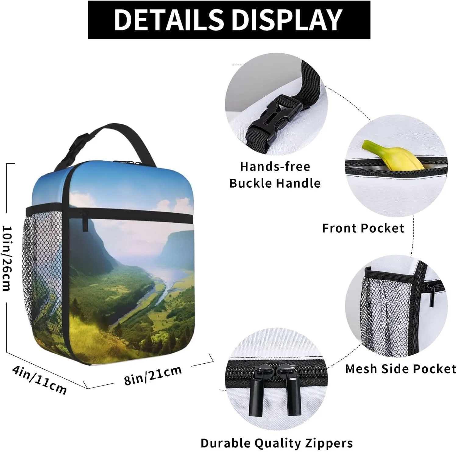 Insulated Lunch Bag Lunch box for Women Men Reusable Cooler Bag Valley Lunch Tote Bag for Work