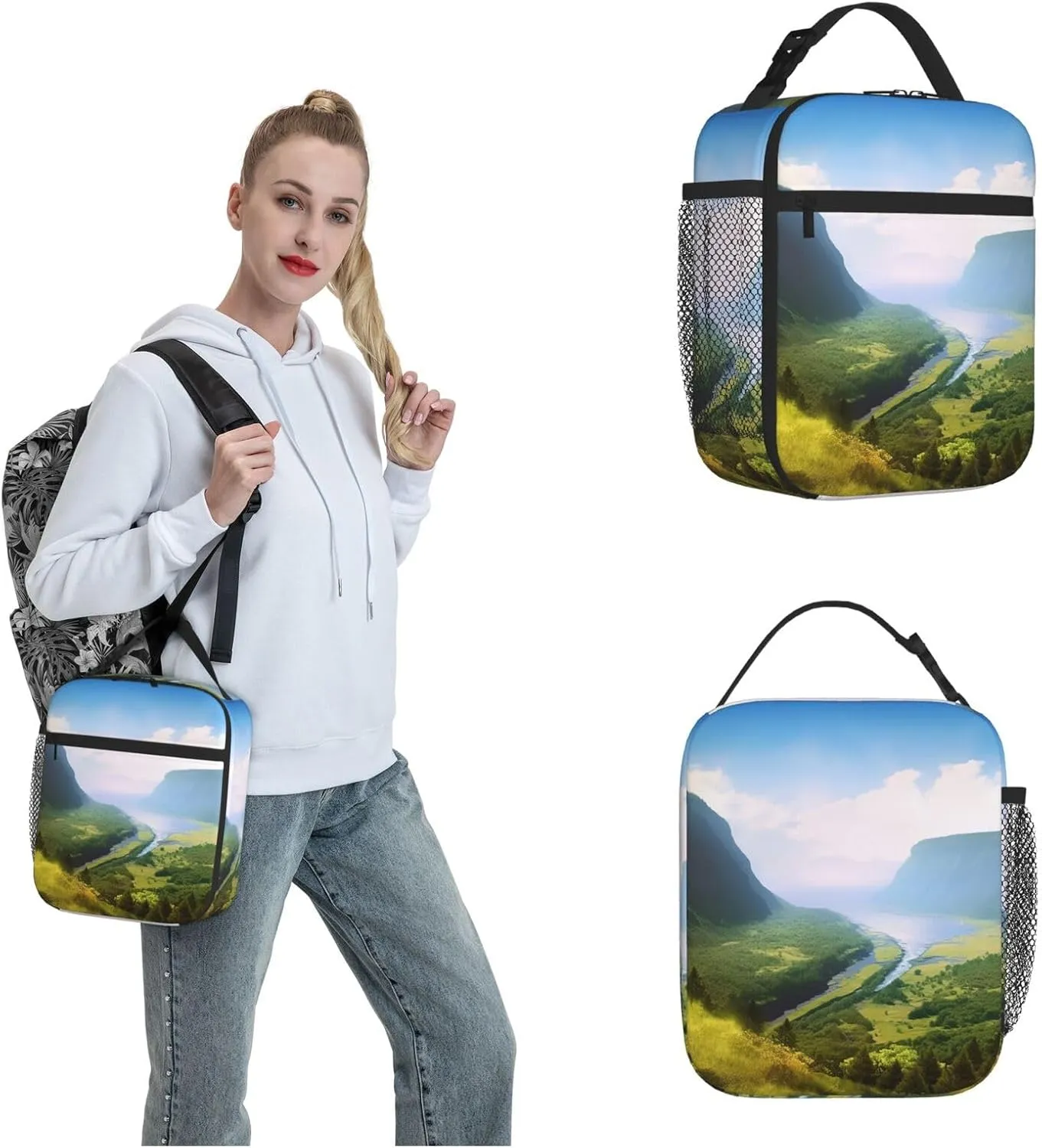 Insulated Lunch Bag Lunch box for Women Men Reusable Cooler Bag Valley Lunch Tote Bag for Work