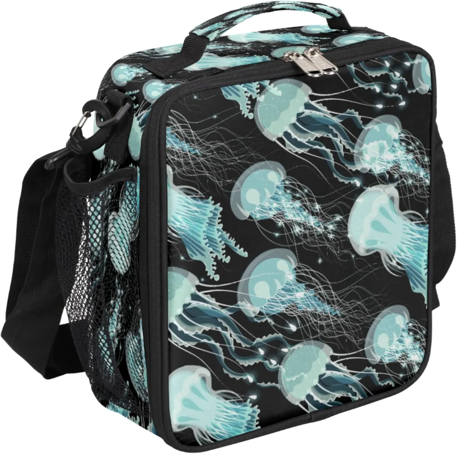 Insulated Lunch Bag, Ocean Sea Animal Jellyfish Reusable Lunch Box Thermal Lunchbox Cooler Tote Handbag with Removable Adjustable Shoulder Strap for Adults Women Men Picnic Work School