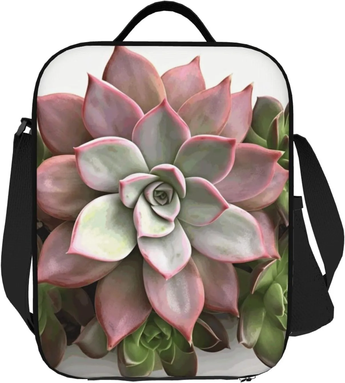 Insulated Lunch box for Men Women Reusable Lunch Bag Succulent Botanical Cooler Tote Bags for Work Picnic