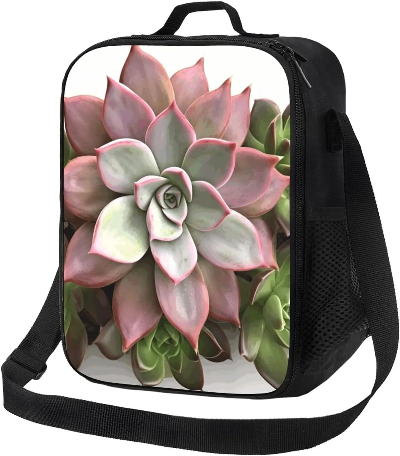 Insulated Lunch box for Men Women Reusable Lunch Bag Succulent Botanical Cooler Tote Bags for Work Picnic