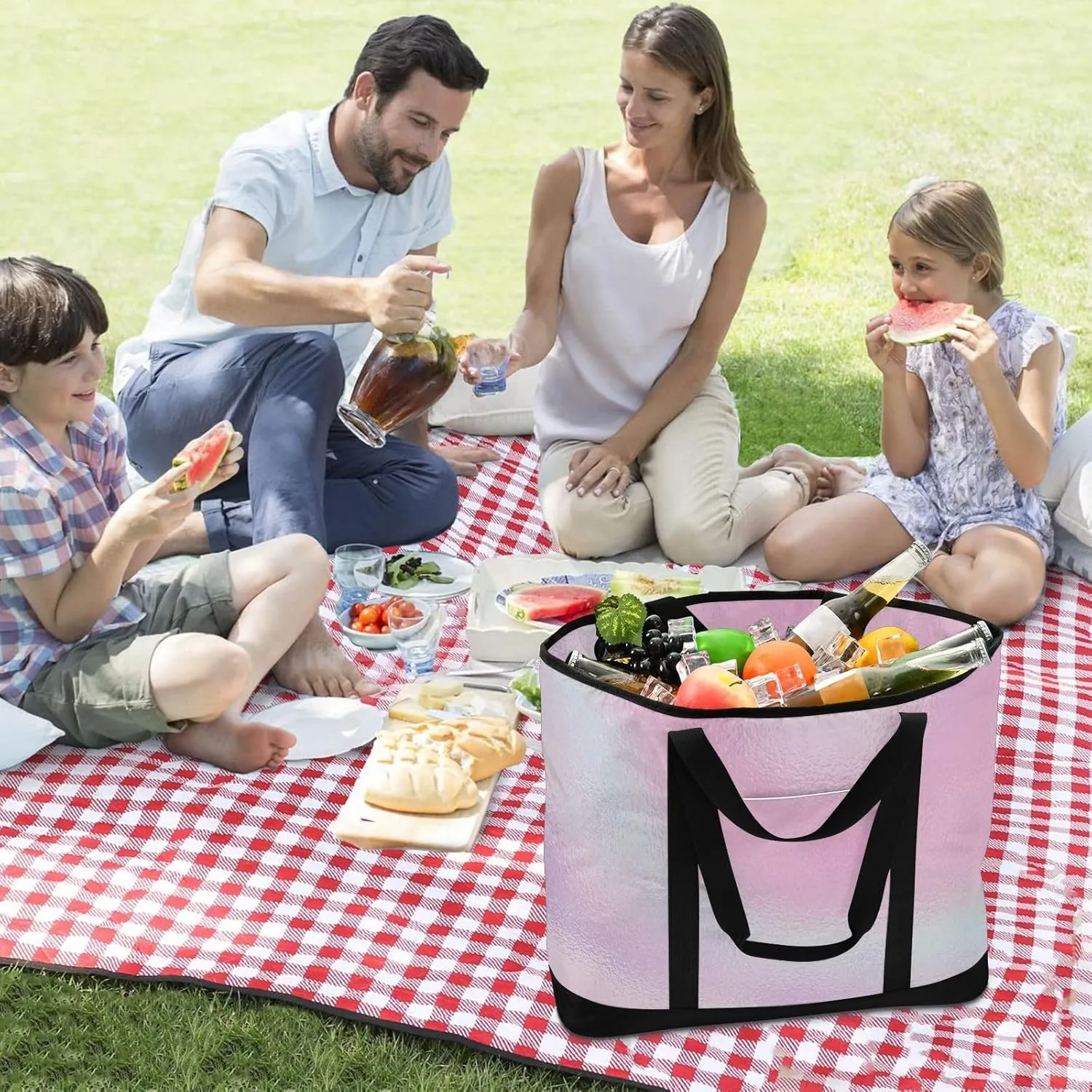 Insulated Soft Sided Cooler Bag Hot or Cold Carrier Portable Travel Cooler Personalized for Travel Picnics Delivery Blue Solid Color