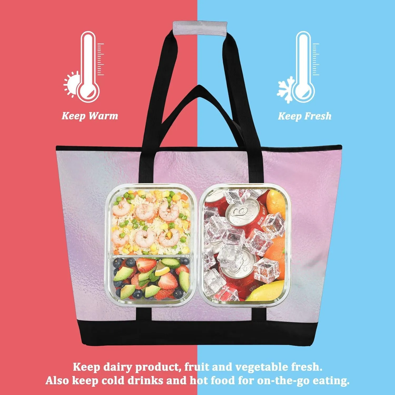 Insulated Soft Sided Cooler Bag Hot or Cold Carrier Portable Travel Cooler Personalized for Travel Picnics Delivery Blue Solid Color