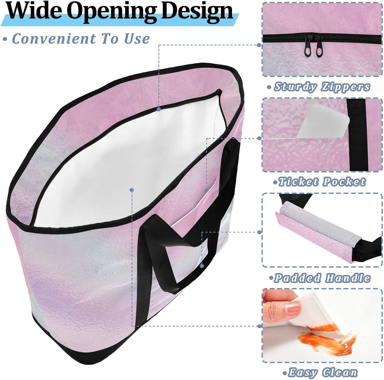 Insulated Soft Sided Cooler Bag Hot or Cold Carrier Portable Travel Cooler Personalized for Travel Picnics Delivery Blue Solid Color