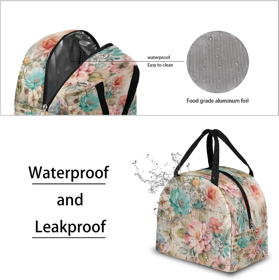 Interesting Romance Texture Lunch Tote Bag Reusable Insulated Bags Waterproof Adult Portable Meal Cooler Pack for Women Men Picnic Office Work Travel