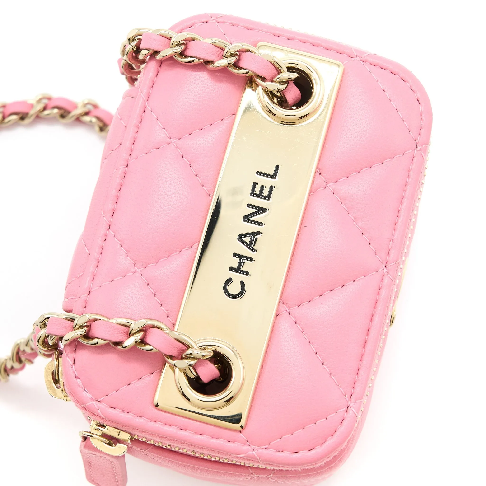 International returns with Early bird pricing Chanel L Lambskin Chain Trendy Mini Pink Vanity CC