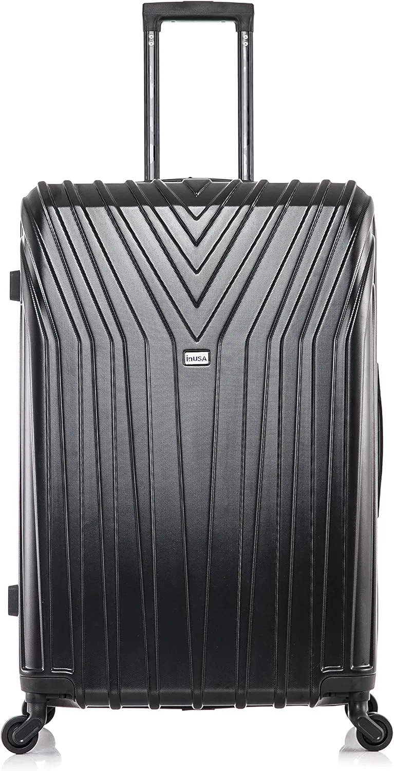 InUSA VASTY Luggage with Spinner Wheels | Durable Lightweight Hardside Suitcase, Travel Bag with Handle and Trolley, 28-Inch Large Checked Luggage | Black
