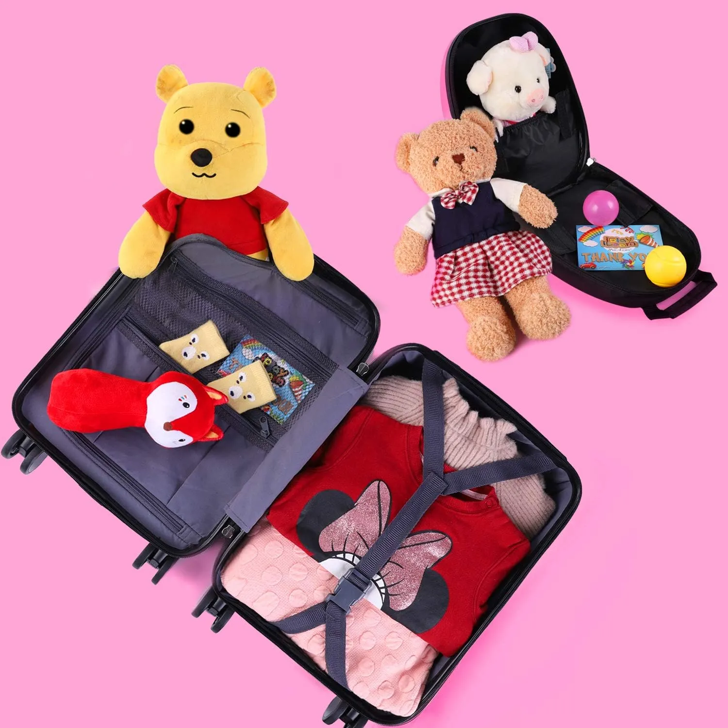 iPlay, iLearn Unicorn Kids Luggage, Girls Carry on Suitcase, 18" Hardside Travel Luggage Set W/Backpack, Toddler Rolling Luggage W/ 4 Spinner Wheels, Children Holiday Birthday Gift