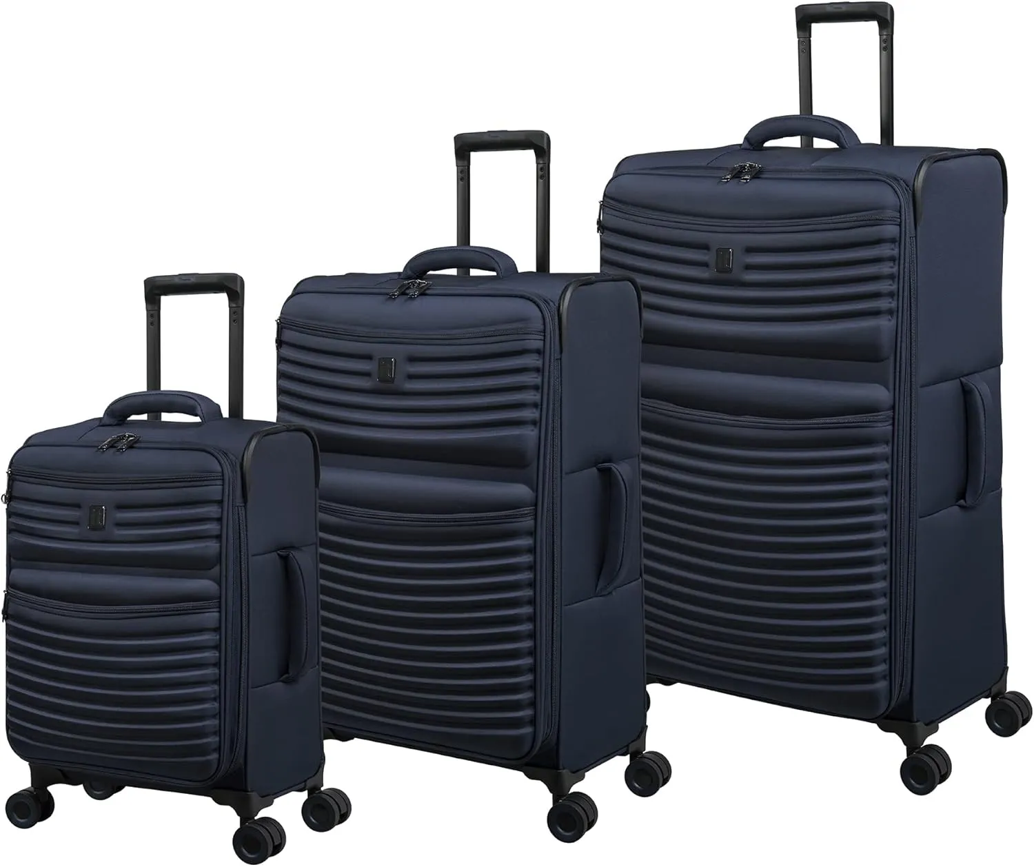 it luggage Precursor 3 Piece Softside Checked 8 Wheel Expandable Spinner, Dress Blues, 3 Pc Set