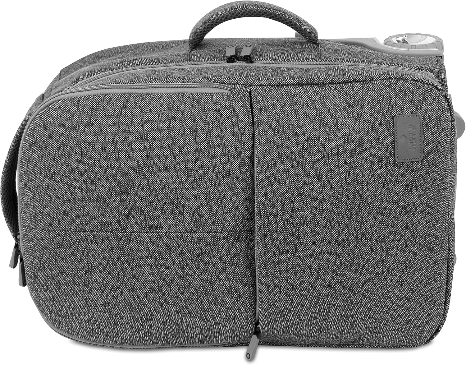J WORLD NEW YORK Rover Carry-On Backpack w/Wheels. Rolling Laptop, Grey, One Size