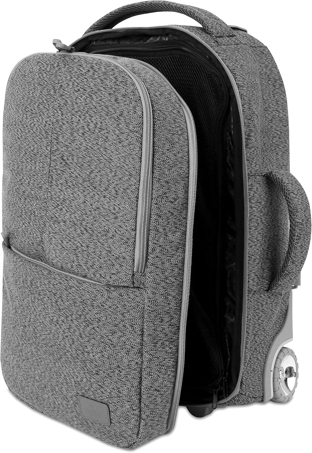 J WORLD NEW YORK Rover Carry-On Backpack w/Wheels. Rolling Laptop, Grey, One Size