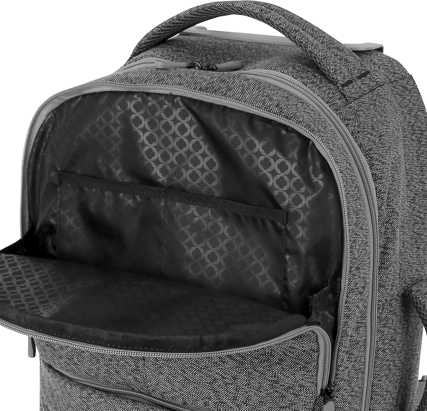 J WORLD NEW YORK Rover Carry-On Backpack w/Wheels. Rolling Laptop, Grey, One Size