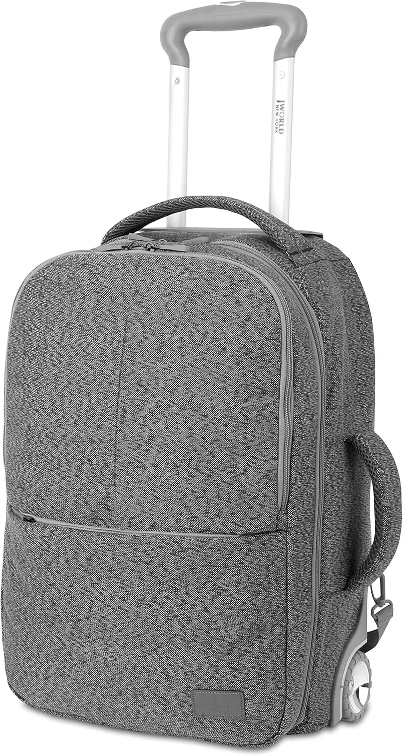 J WORLD NEW YORK Rover Carry-On Backpack w/Wheels. Rolling Laptop, Grey, One Size