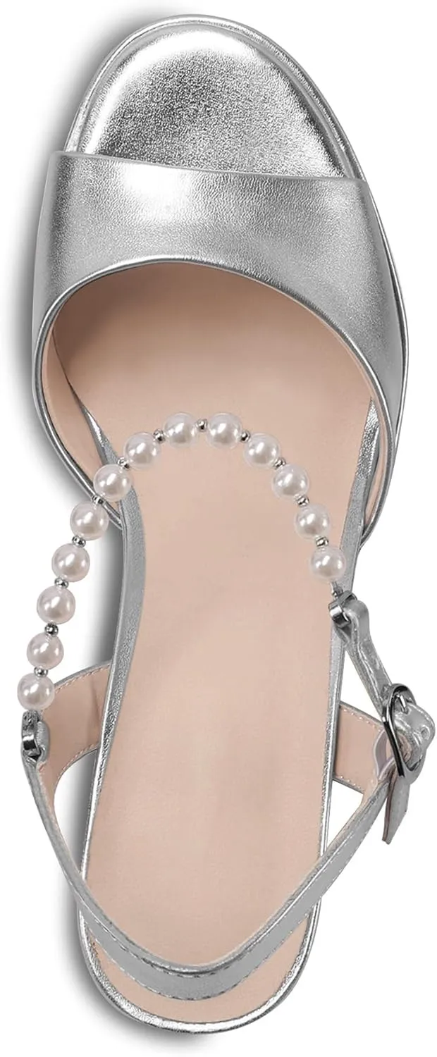 JANSEVEN Rhinestone Sandals Women Crystal Heels Platform Chunky Heel Ankle Strap Sparkling Sandals Peep Toe Sexy Dress Bridal Wedding Party Shoes
