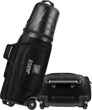 JANUS Golf Travel Bags for Airlines with Wheels, Hard Case Top and 1980D Heavy Duty Oxford Protect Golf Clubs, Lightweight and Easy to Maneuver
