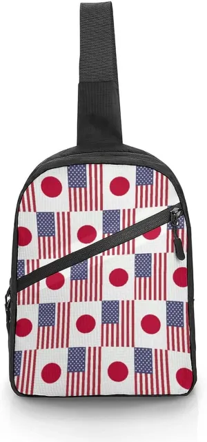 Japan U.S. Flag Foldable Crossbody Sling Bags Shoulder Backpack Chest DayPack Handbag