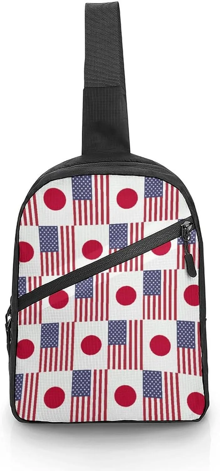 Japan U.S. Flag Foldable Crossbody Sling Bags Shoulder Backpack Chest DayPack Handbag