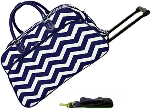 JChronicles 21 inch Carry On/Rolling Duffle Bag (Damask-BK trim) (Cevron-NV/WH)