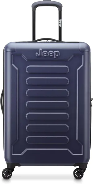Jeep JH004C Hardside Expandable Luggage with Spinner Wheels, Peacoat Navy, Checked-Medium 24 Inch