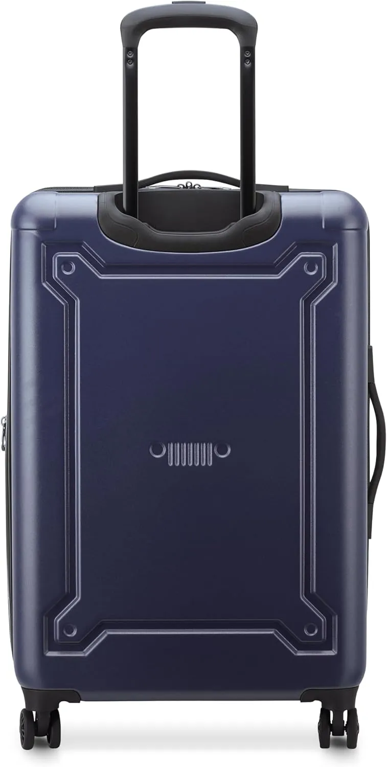 Jeep JH004C Hardside Expandable Luggage with Spinner Wheels, Peacoat Navy, Checked-Medium 24 Inch