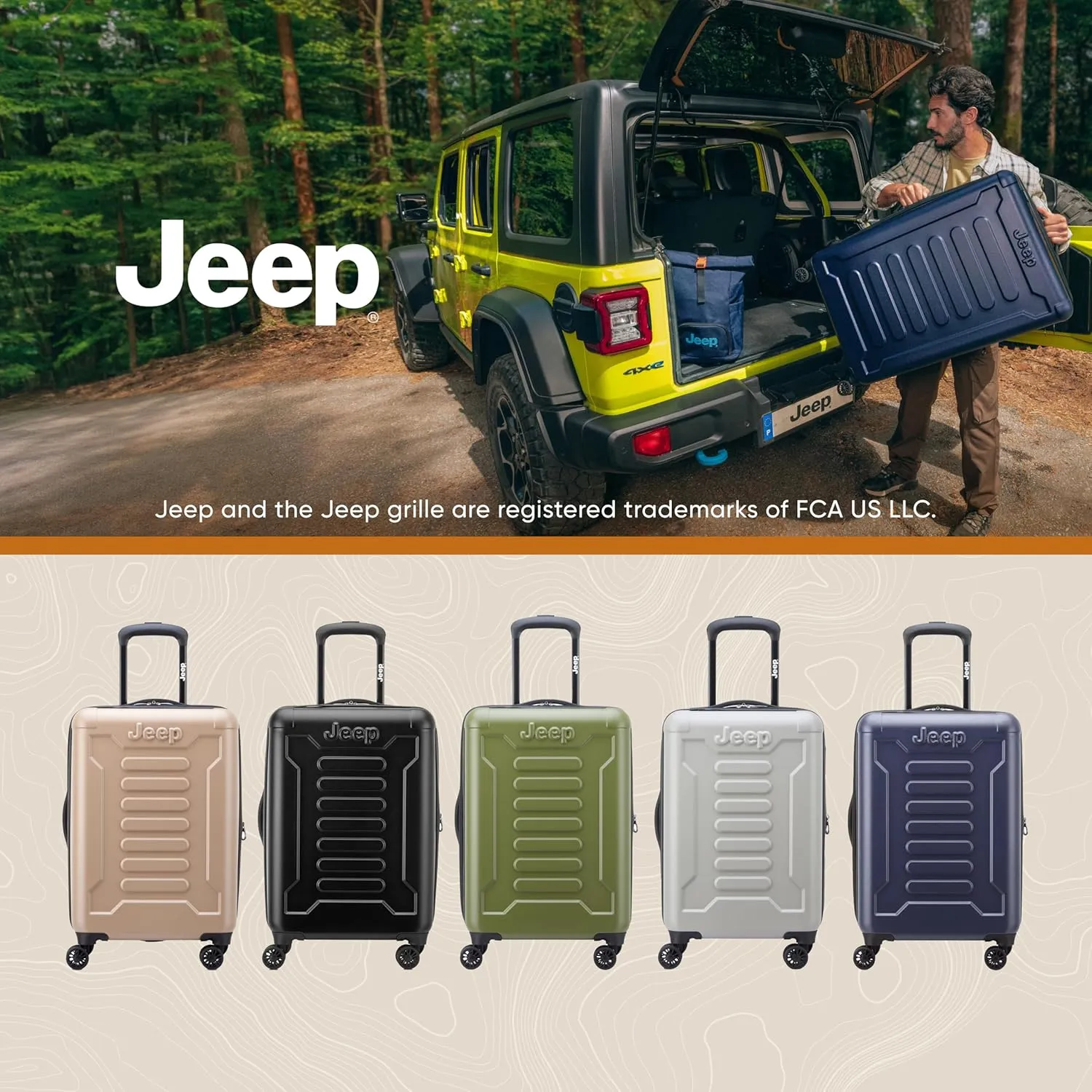 Jeep JH004C Hardside Expandable Luggage with Spinner Wheels, Peacoat Navy, Checked-Medium 24 Inch