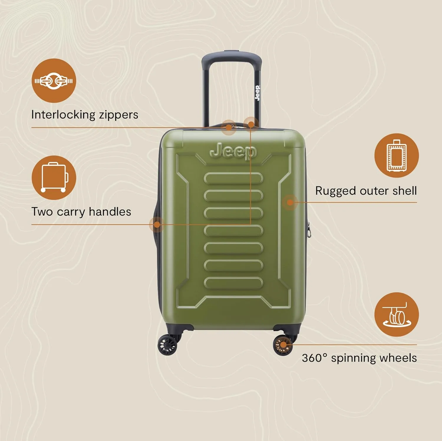 Jeep JH004C Hardside Expandable Luggage with Spinner Wheels