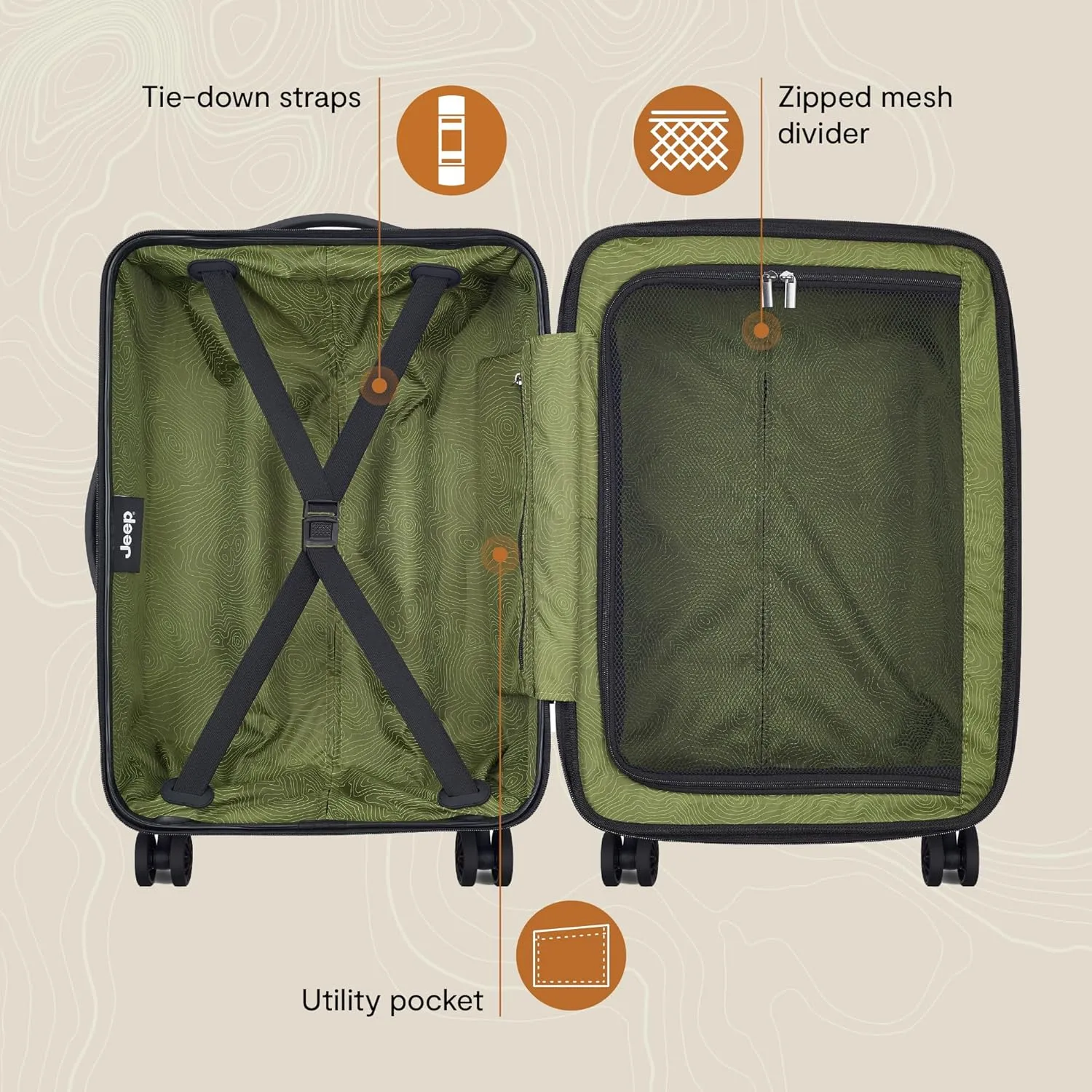 Jeep JH004C Hardside Expandable Luggage with Spinner Wheels