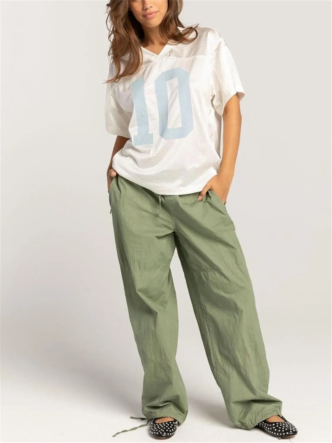 Jersey Shirts for Women Y2k Oversized Number Graphic V Neck Short Sleeve Jersey T-Shirt Blokecore Aesthetic Streetwear