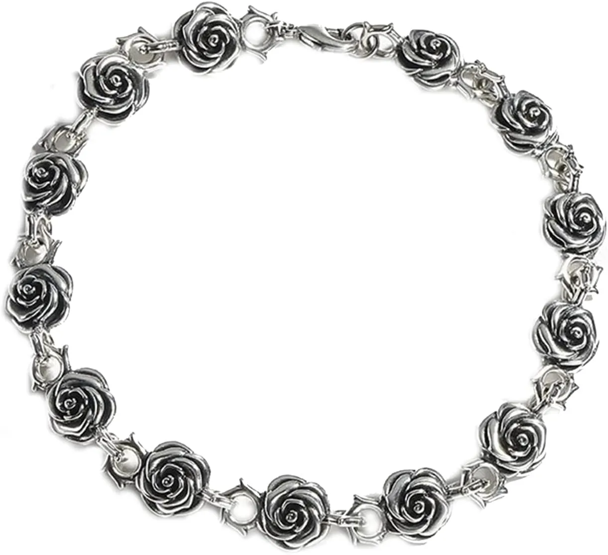 Jeulia Rose Flower Charm Bracelet for Women Teen Grils Sterling Silver Jewelry Lover Gift Wedding Retro Gothic Promise Birthday Anniversary with Gift Box