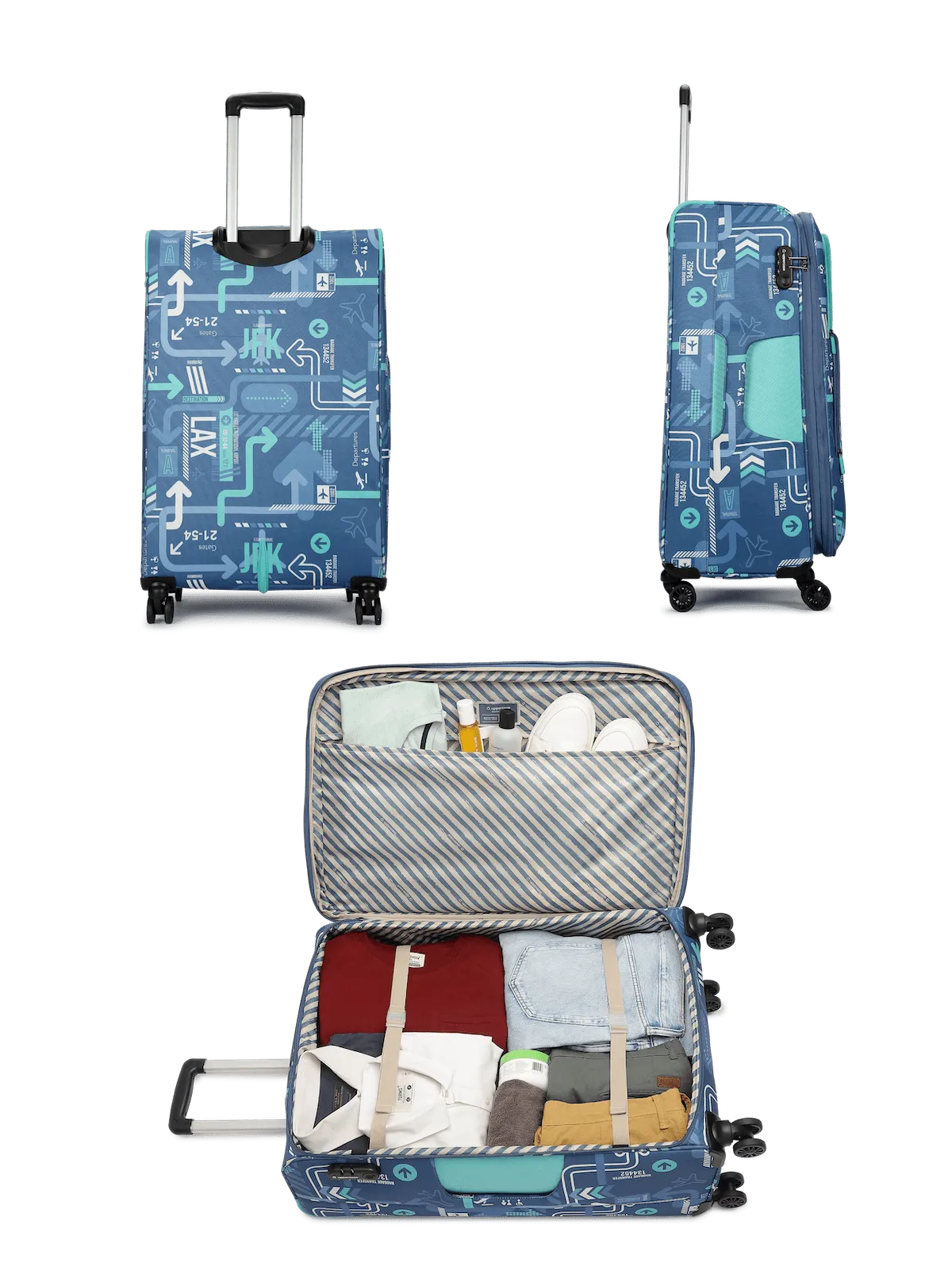JFK Denim Blue Set of 2 (M L) Soft Trolley