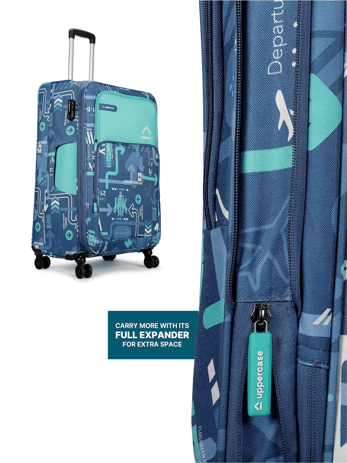 JFK Denim Blue Set of 2 (M L) Soft Trolley