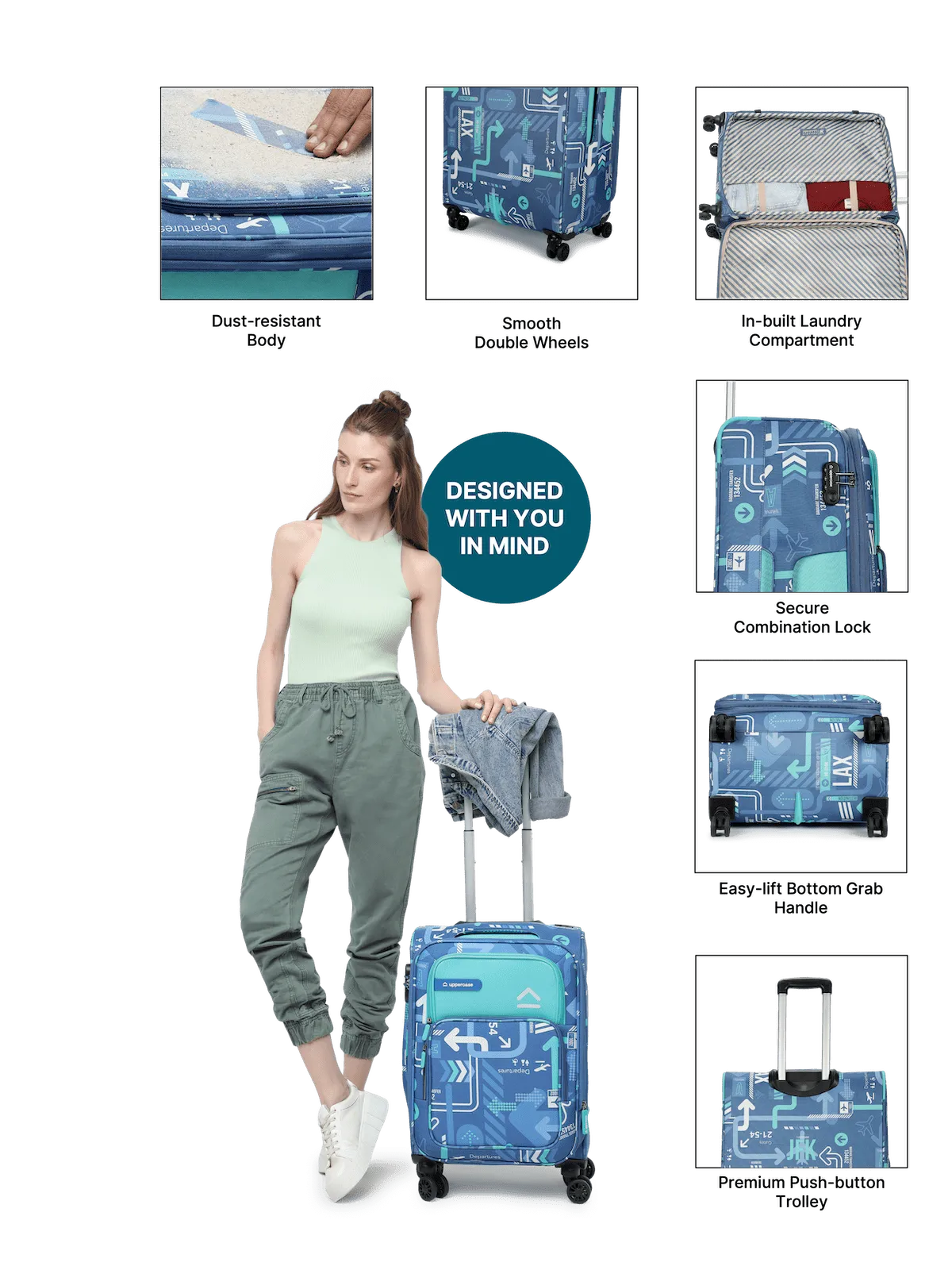 JFK Denim Blue Set of 2 (S L) Soft Trolley