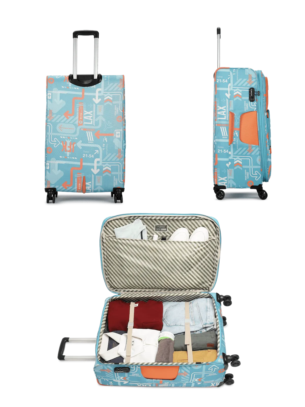 JFK Teal Blue Set of 2 (M L) Soft Trolley