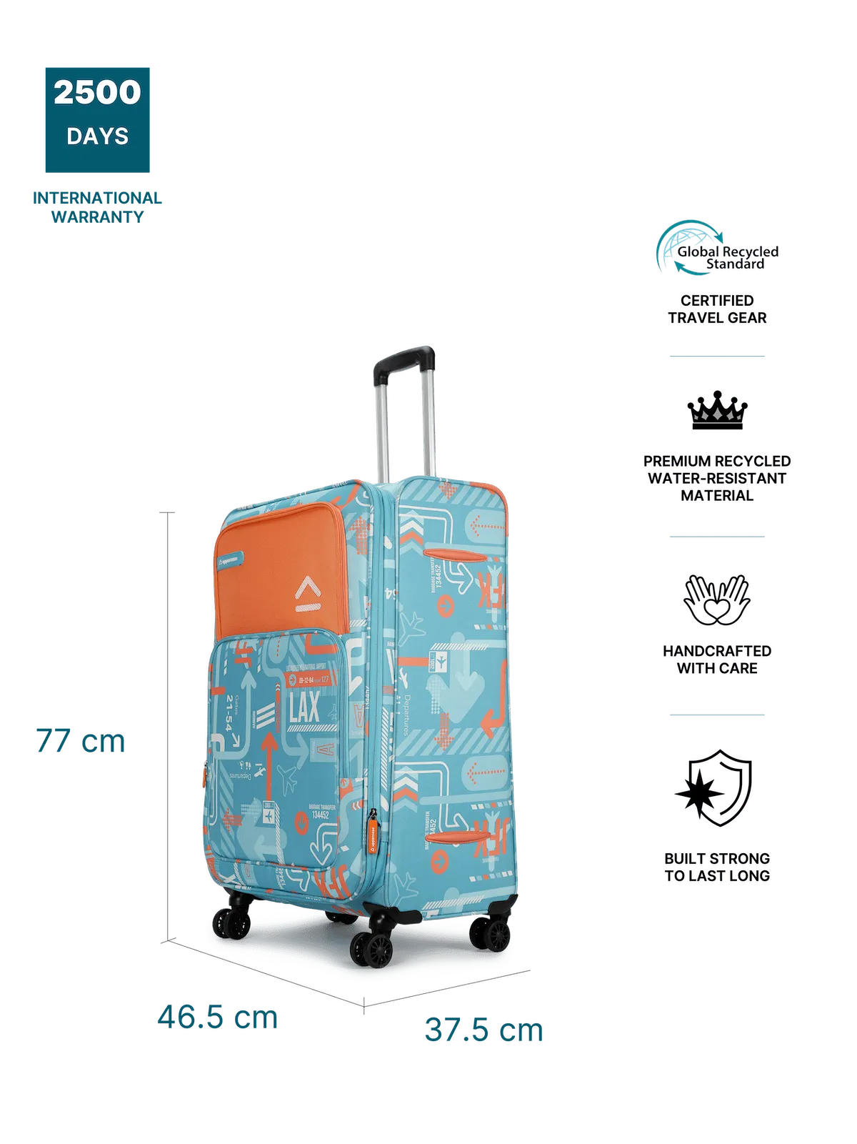 JFK Teal Blue Set of 2 (M L) Soft Trolley