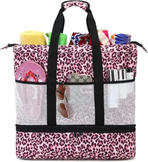 JIANYA Beach Bag Women Waterproof Sandproof Beach Tote Bags with Cooler Top Zipper Large Totes for Pool Travel Daily