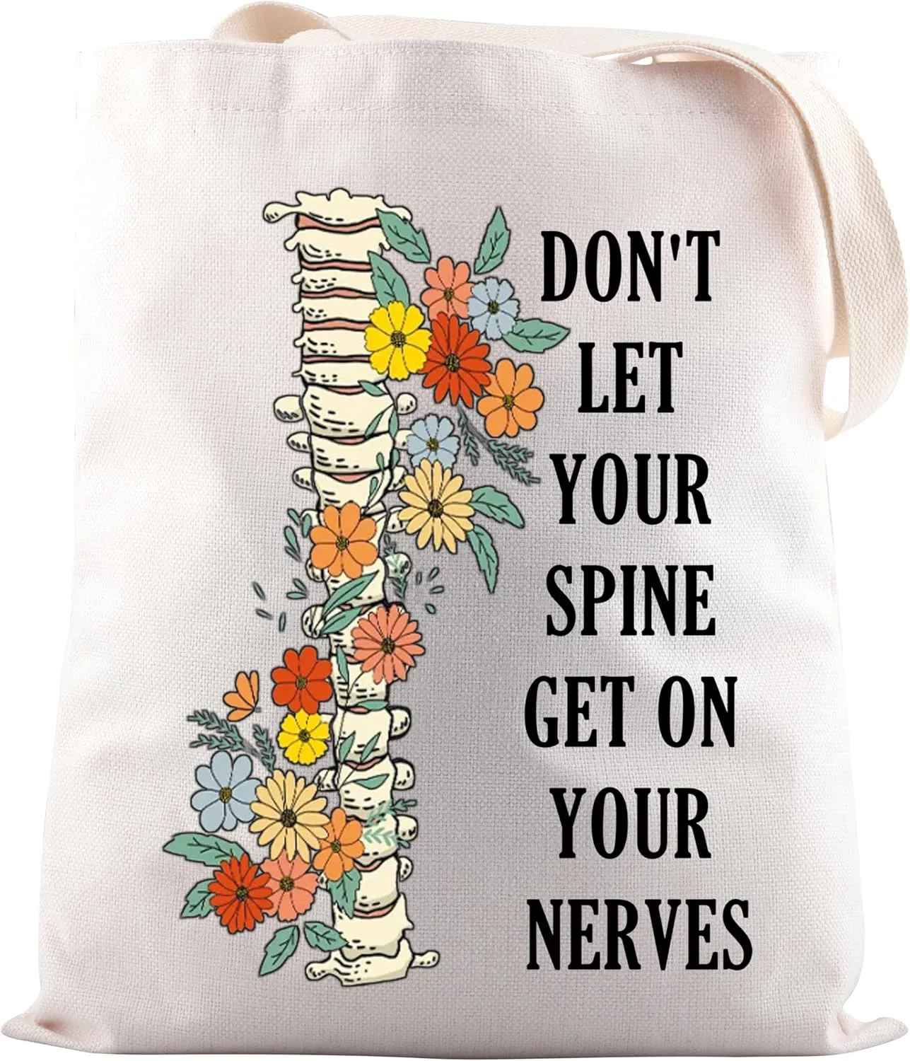 JNIAP Chiropractor Gift Don't Let Your Spine Get On Your Nerves Tote Bag Spine Therapy Gift