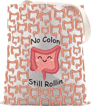 JNIAP GI Colon Gift No Colon Still Rollin Tote Bag Colon Cancer Gift GI Ostomy Nurse Gi-ft
