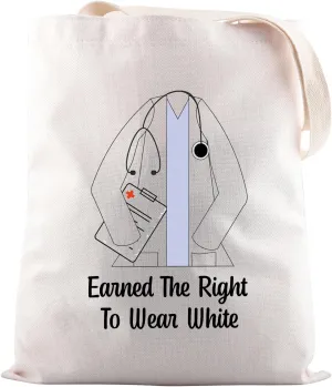 JNIAP White Coat Ceremony Gift For New Doctor Earned The Right To Wear White Tote Bag Medical School Gift