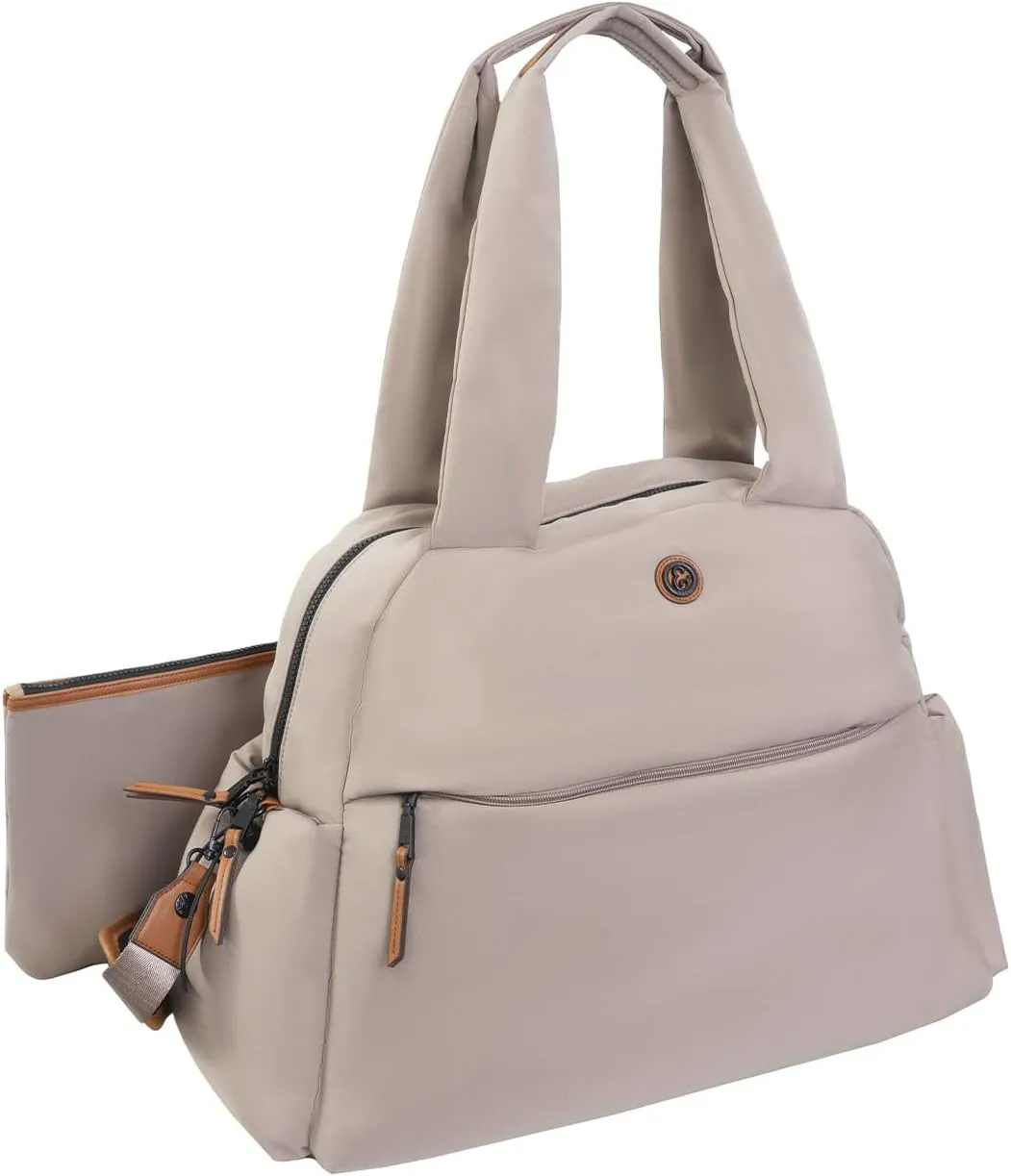 Joan & David 21 Inch Sport Nylon Duffle Bag with Detachable Pouch and TSA Approved Bottles (Taupe)