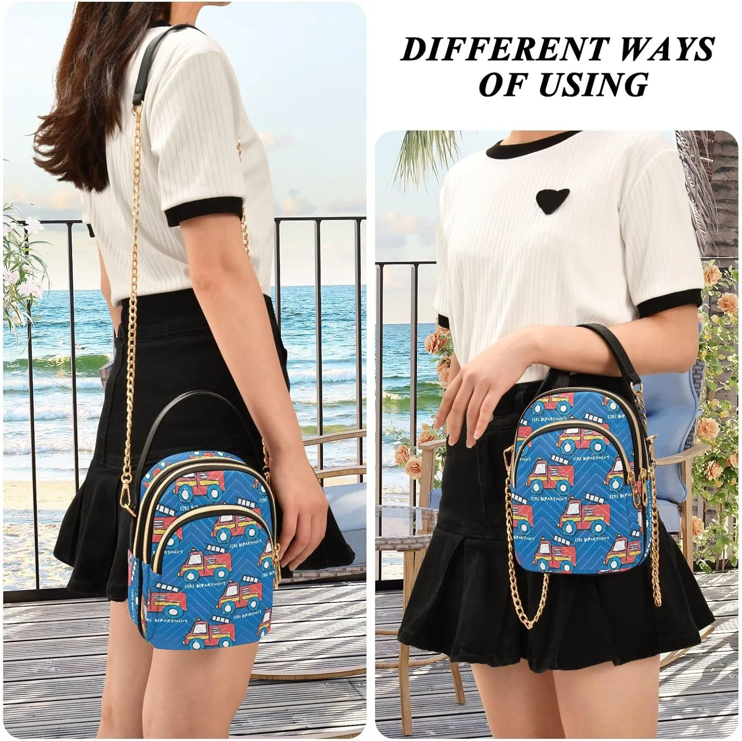 Joisal Cute Funny Fire Department Womens Purses Crossbody, Shoulder Bag Trendy Women's Crossbody Handbags