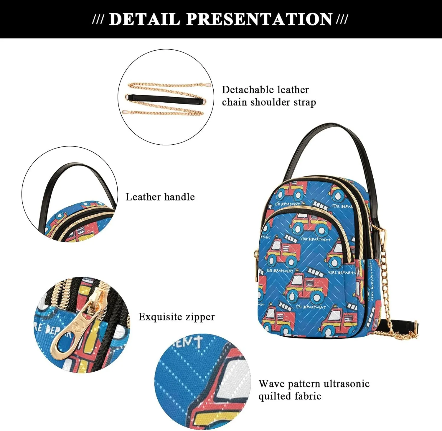Joisal Cute Funny Fire Department Womens Purses Crossbody, Shoulder Bag Trendy Women's Crossbody Handbags