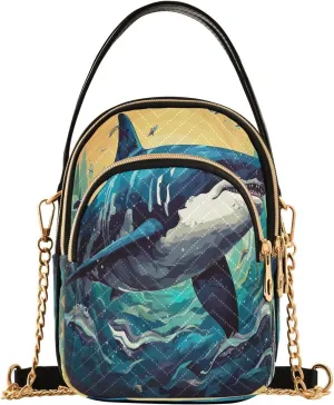 Joko Ivery Cartoon Killer Shark Multi Pockets Crossbody Bags for Women Zip Cell Phone Purse Wallet Bag with Detachable Shoulder Strap Travel Purse for Women Girls Trendy Gift Traveling Shopping